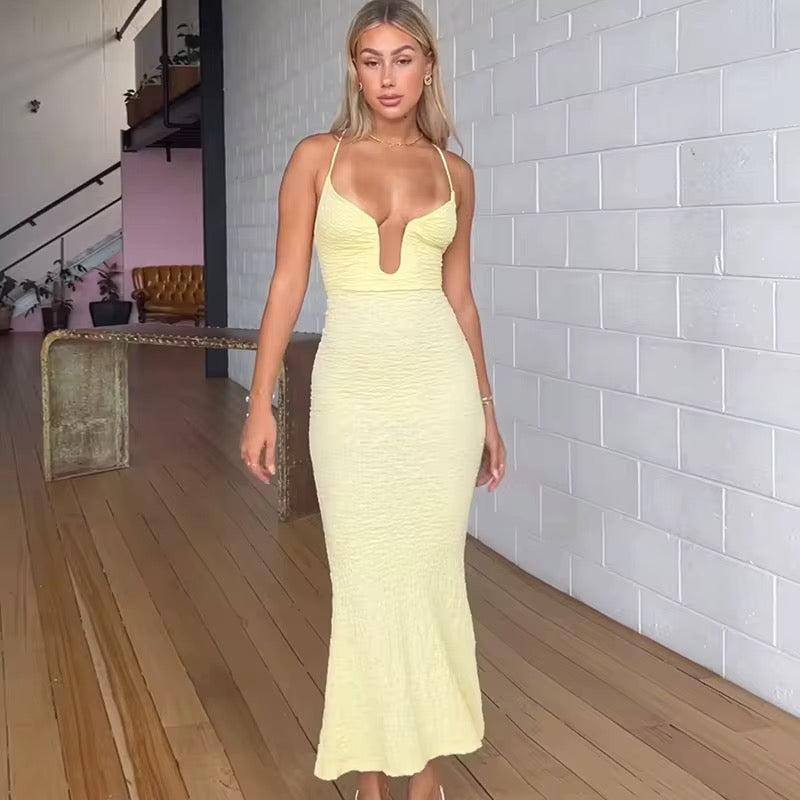 MAXI ROBE TALL À DECOLETÉ PLONGEANT